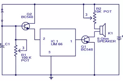 Mạch chuông cửa sử dụng IC UM66
